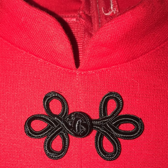 RARE Vintage 80’s Breakin’ Hearts Red Long Sleeve High Neck Toggle Dress - Picture 5 of 15